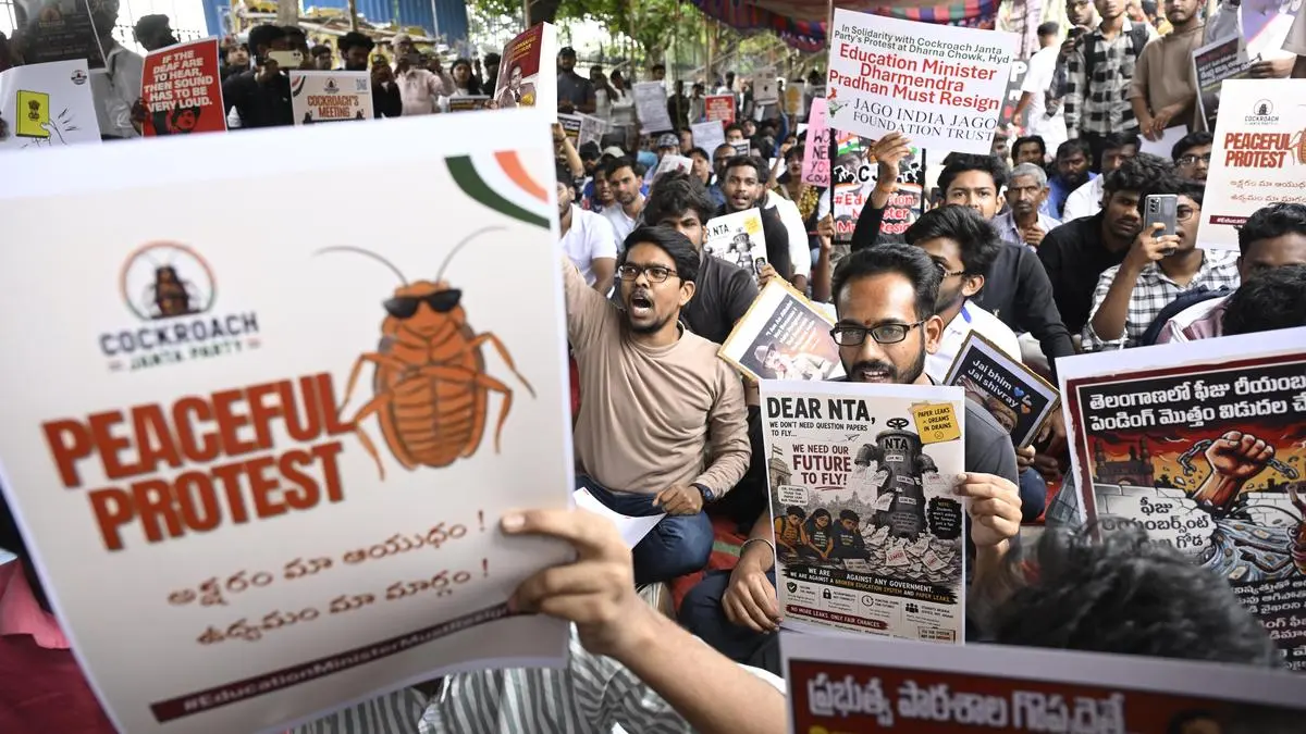 Cockroach Janata Party Protests NEET Leak in Hyderabad, Bengaluru