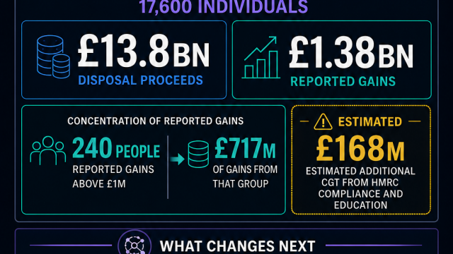 UK crypto investors declared £1.38B in gains, half from 240 people